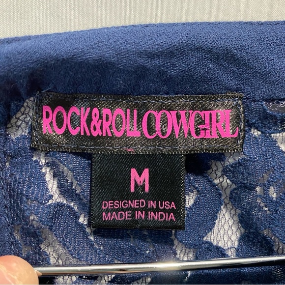 Rock & Roll Fairy Cowgirl Deep Blue Embroidered Western Top medium - Picture 10 of 14